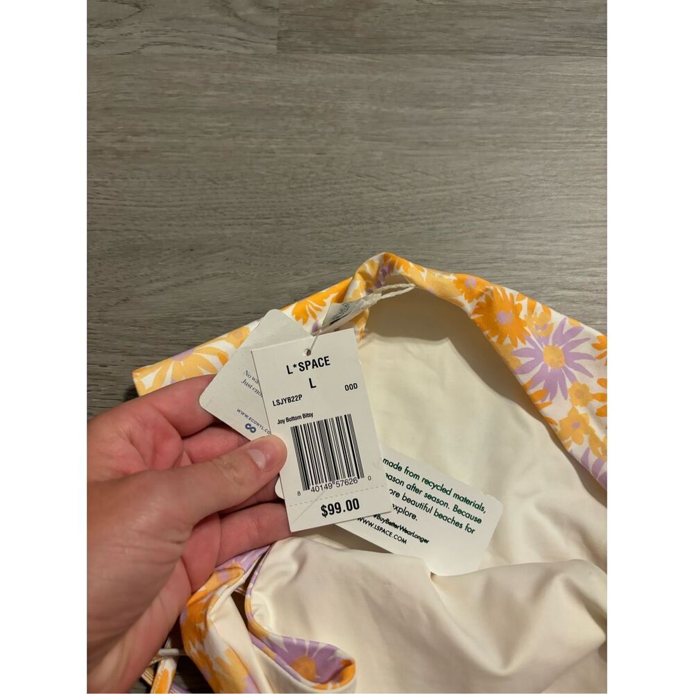 L* Space Floral Joy Bitsy Bikini Bottoms Sz Large NWT - Picture 4 of 5